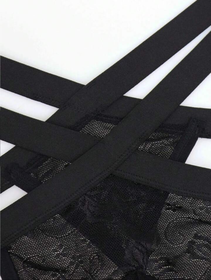 Men's Solid Color Breathable Lace Hollow Thong Underwear